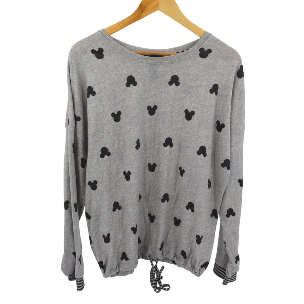 Disney Mickey Mouse All Over‎ Print Gray Long Sleeve Sweatshirt Women's Large